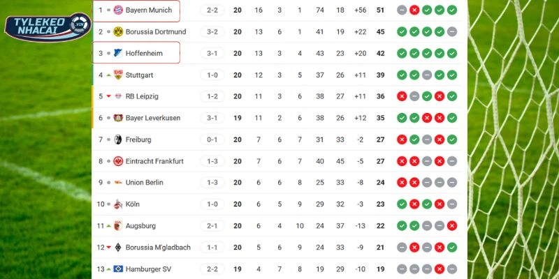 Kèo Nhà Cái Bayern Vs Hoffenheim Hôm Nay Ngày 08/02/2026 - Bundesliga 6 Xếp hạng hai đội tại Bundesliga