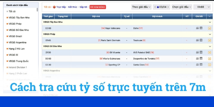 7m - Tham gia cá cược với hàng loạt kèo bóng đá hấp dẫn 4 Cách tra cứu tỷ số trực tiếp 7m trên sân cỏ